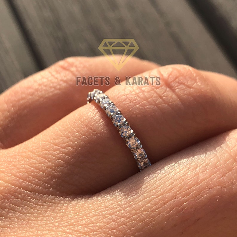 1 Carat Eternity Ring Eternity Band Round Cut Full Eternity Diamond Ring 14K White Gold OR Yellow and Rose Gold by Facets and Karats on Etsy image 5