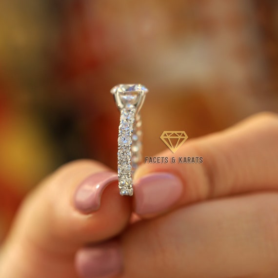 4.26 Cttw Platinum Diamond Engagement Ring With Moissanite Center