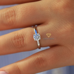 0.65ct Round Cut VVS1 Moissanite Ring, Solitaire Rings Engagement Wedding Ring, Anniversary Ring, Gift For Her, 14K Solid White Gold Ring