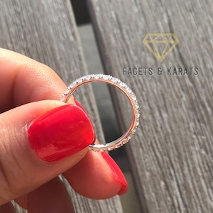 1 Carat Eternity Ring Eternity Band Round Cut Full Eternity Diamond Ring 14K White Gold OR Yellow and Rose Gold by Facets and Karats on Etsy image 7