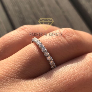 1 Carat Eternity Ring Eternity Band Round Cut Full Eternity Diamond Ring 14K White Gold OR Yellow and Rose Gold by Facets and Karats on Etsy image 1