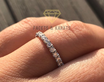 1 Carat Eternity Ring Eternity Band Round Cut Full Eternity Diamond Ring 14K White Gold OR Yellow and Rose Gold by Facets and Karats on Etsy