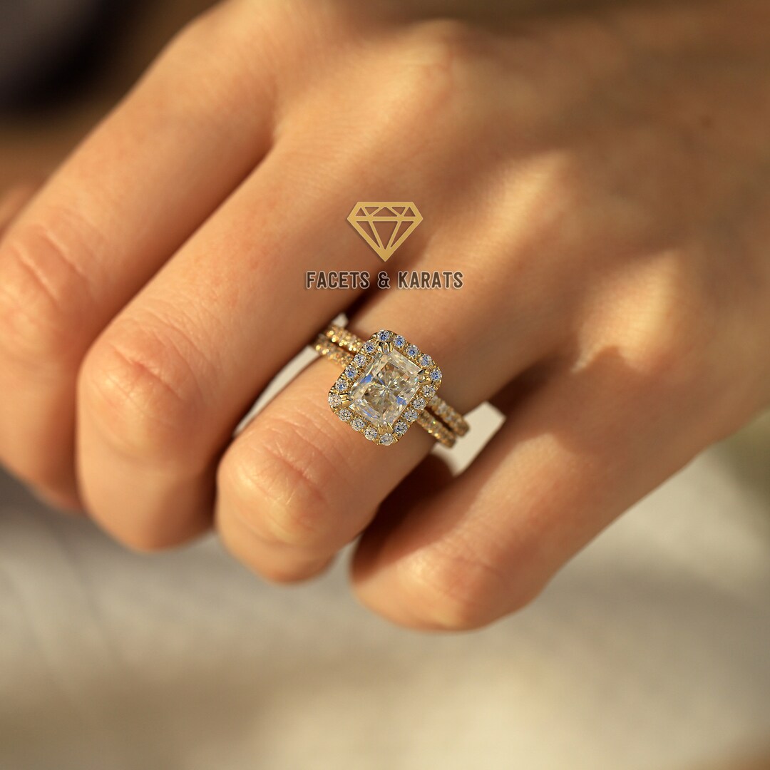 Carat Radiant Cut Engagement Ring With Wedding Band Wedding