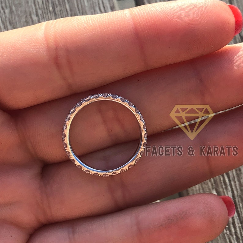 1 Carat Eternity Ring Eternity Band Round Cut Full Eternity Diamond Ring 14K White Gold OR Yellow and Rose Gold by Facets and Karats on Etsy image 8