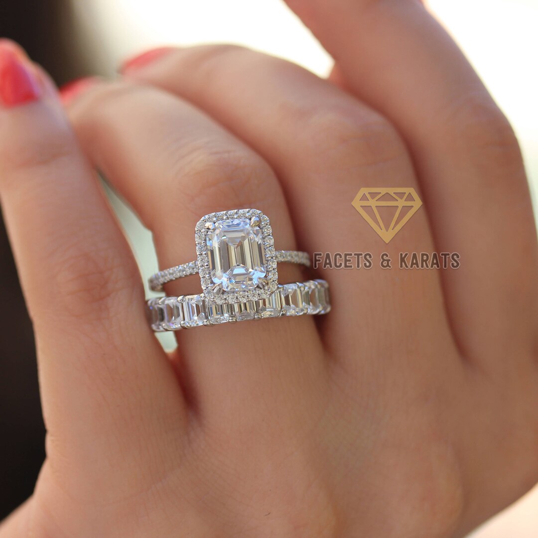 Emerald Cut Engagement Ring With Wedding Band