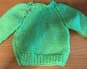 Apple Green Hand Knitted Baby/Dolls Jumper