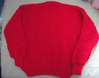 Children's Red Jumper Hand Knitted