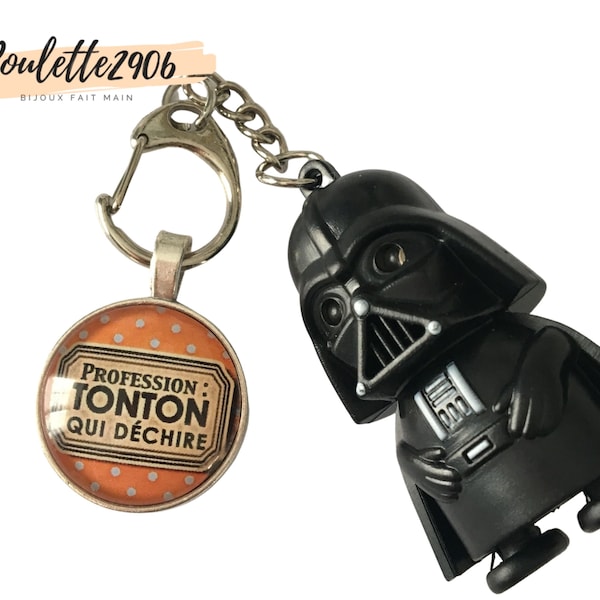 Tonton et Dark Vador lumineux de Star wars - Porte clés rond cabochon verre de 25mm