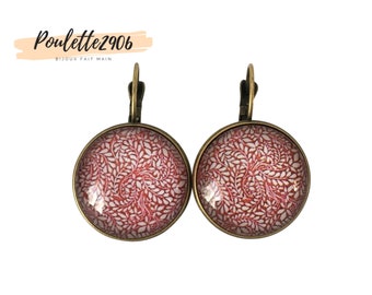 Boucles d'oreilles en verre coeur à pois en argent ou en or, boucles d