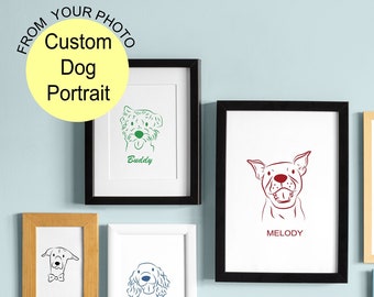 Custom Dog Drawing from Photo | Personalized Pet Line Art for Dog Keepsake, Memorial, Remembrance Gift, and Home Decor | Digital Download