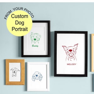 Custom Dog Drawing from Photo | Personalized Pet Line Art for Dog Keepsake, Memorial, Remembrance Gift, and Home Decor | Digital Download