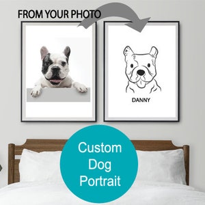 Aangepaste hond tekening, huisdier portret hond schets, gepersonaliseerde hond minnaar cadeau, cadeau voor hond moeder, huisdier aandenken gedenkteken, lijn kunst digitale kopie