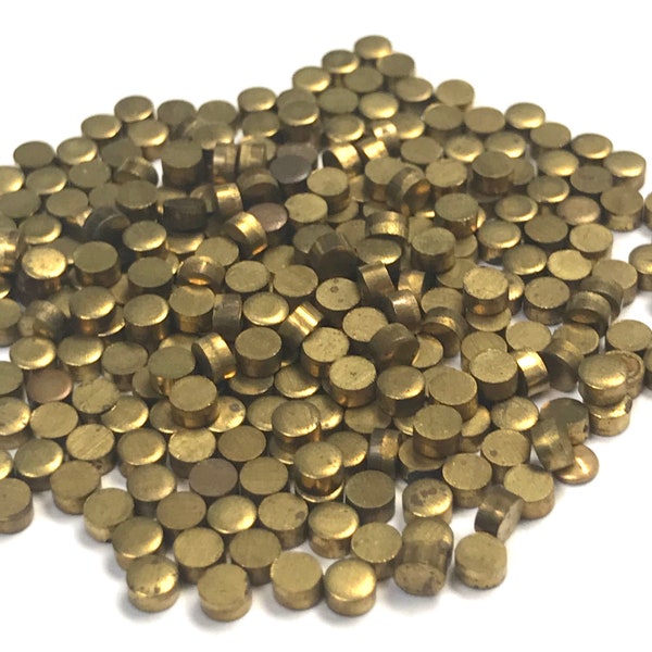 Vintage BRASS DISKS Recycled Industrial Steampunk Craft Supply 1/8x1/16" pkg250 MS155