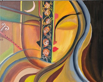 Original Lord Shiva Aquarellmalerei | modern Kunst | Handmade 20 X 16 auf Leinwand