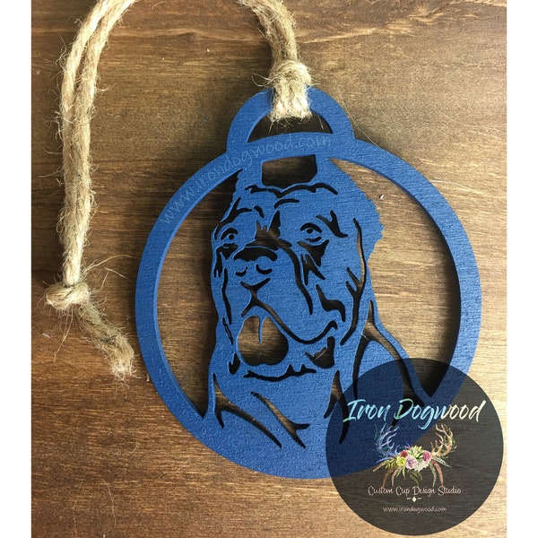 Custom Cane Corso Silhouette Wooden Christmas Ornament With Twine - Dog's First Christmas, Puppy Parents, Italian Mastiff, AKC Breed