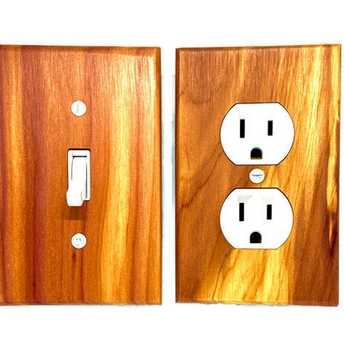 Rustic Oak Wood Light Switch Plate Cover // Varnished Look Etsy