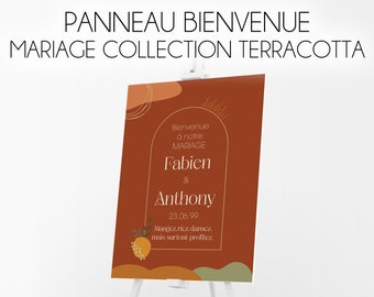 Panneau de Bienvenue personnalisable - Panneau d'accueil - 40x60cm - Mariage - Collection Terracotta