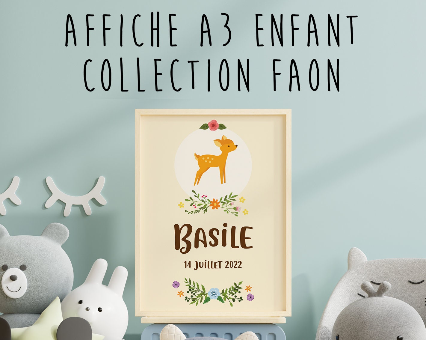 Affiche Enfant Cadeau Naissance ou Anniversaire - Affiche Décoration Chambre Bébé et Format A3 Colle