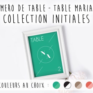 Numéro de table - Format A6 ou A5 - Mariage Initiales