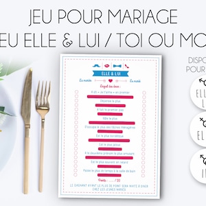 Wedding table game - Her and Him table game - Wedding table animation - to print yourself