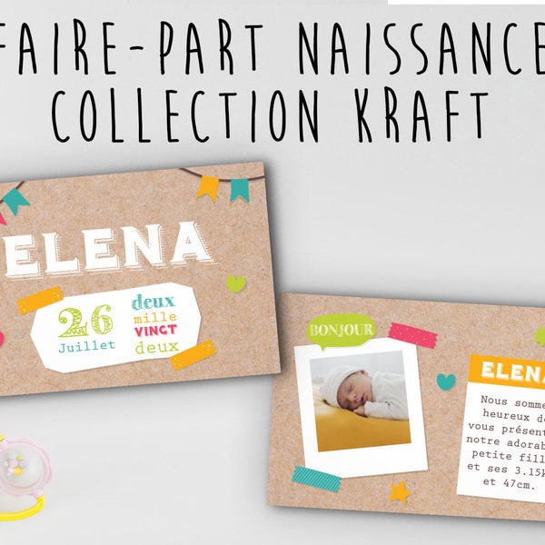 Faire-part - Naissance - Collection Kraft