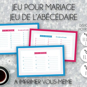 Jeu Mariage - Jeu de l'Abécédaire - Animation de mariage - à imprimer vous-même