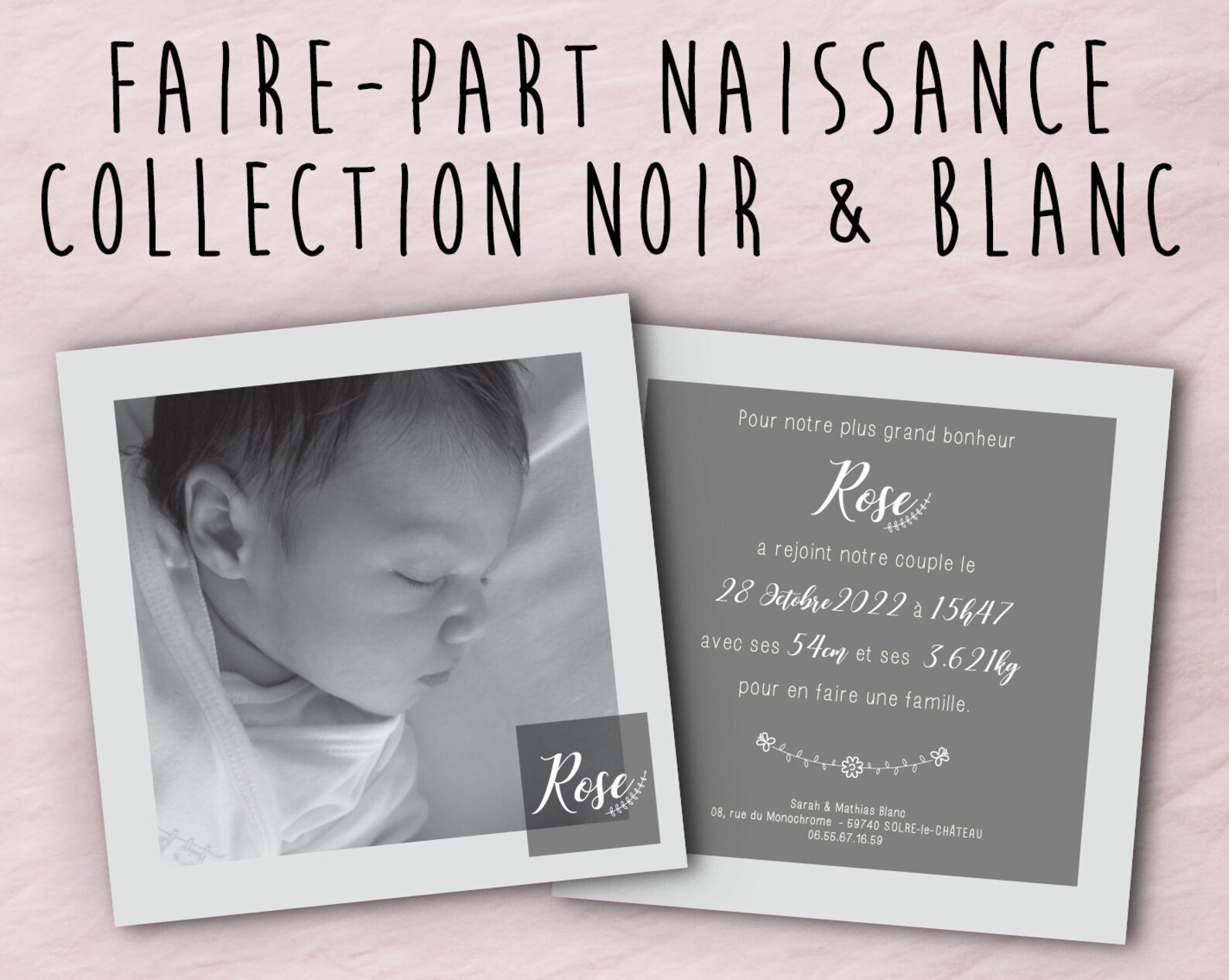 Faire Part Noir Et Blanc Naissance
