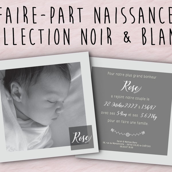 Faire-part - Naissance - Collection Noir & Blanc