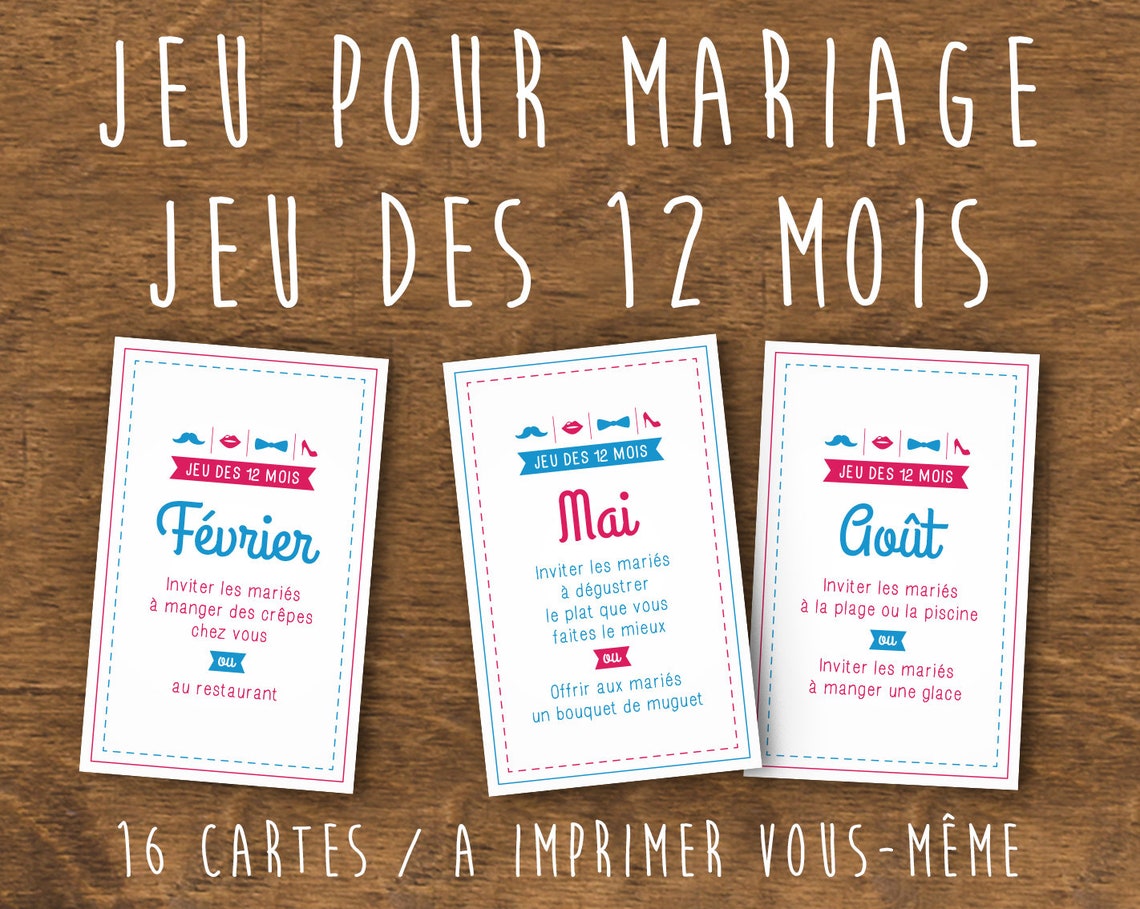 Jeu Des 12 Mois à Imprimer Gratuit Jeu Mariage Jeu des 12 Mois Animation de mariage | Etsy