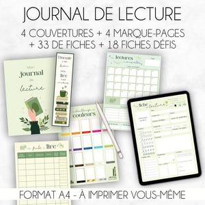 Mein Lesetagebuch – 4 Cover + 4 Lesezeichen + 33 Karten + 18 Herausforderungen – Lese-Tracker – zum Selbstausdrucken
