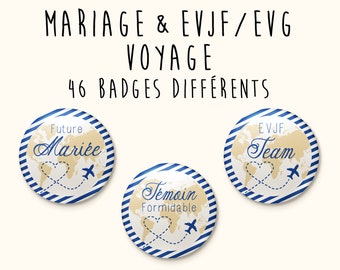 Badge - Mariage - Collection Voyage - à l'unité