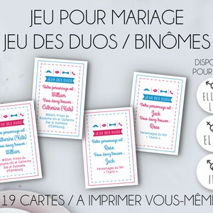 Gioco di Matrimonio - Gioco di Duetti - Gioco di Binomi - Intrattenimento di Matrimonio - da stampare tu stesso