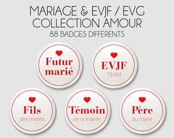 Badge - Mariage - Collection Amour - à l'unité