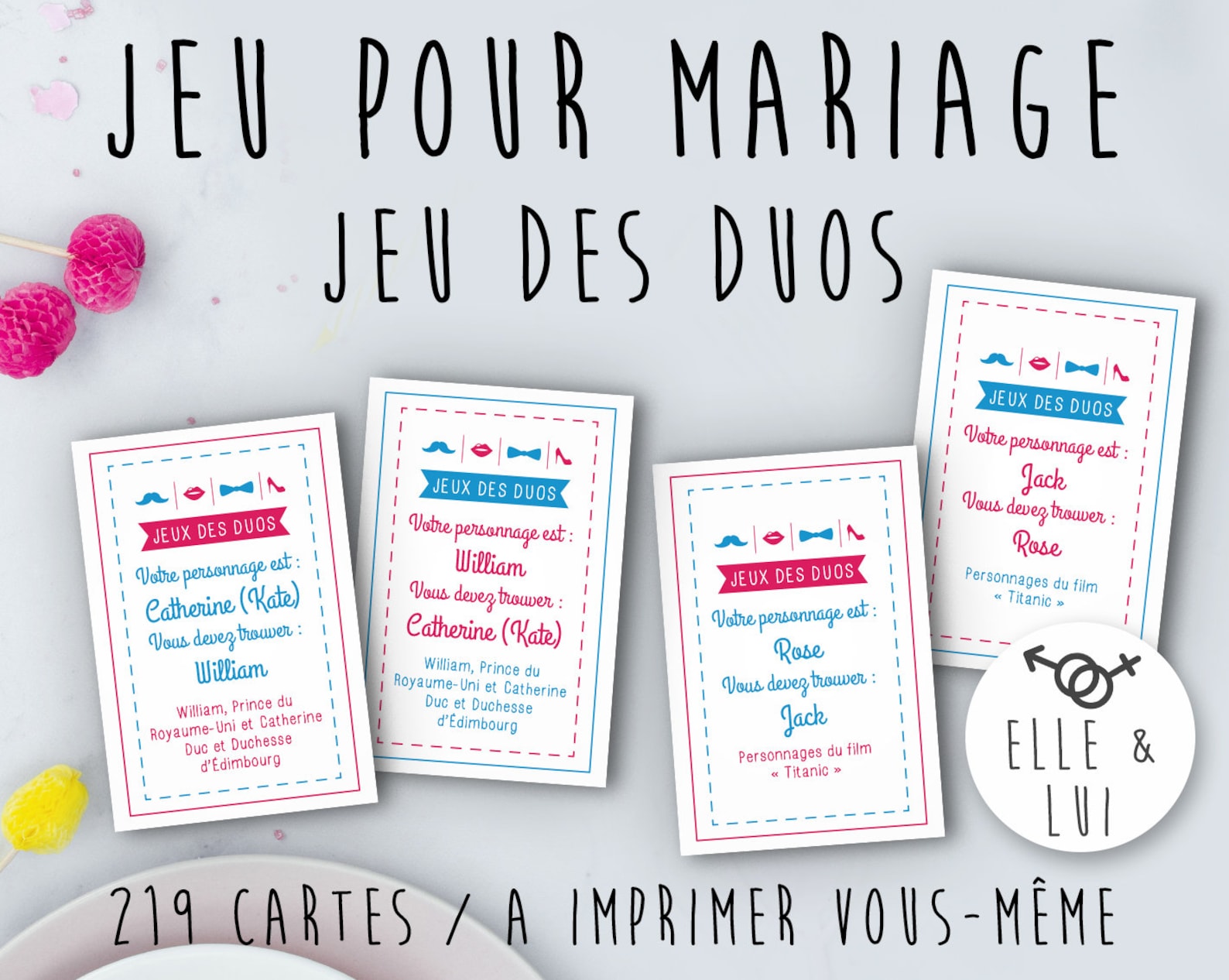 Jeu Mariage Jeu Des Duos Jeu Des Binômes Animation De - Etsy Canada
