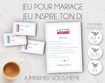 Wedding game - Game Inspire your DJ - Wedding table animation - to print yourself
