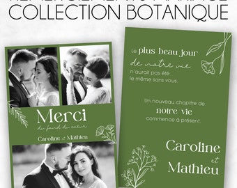 Remerciements - Mariage - Collection Botanique