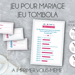 Wedding game - Tombola game - Tombola of the bride and groom - Wedding table animation - to print yourself