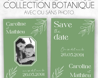 Save the Date - Mariage - Collection Botanique - avec ou sans photo