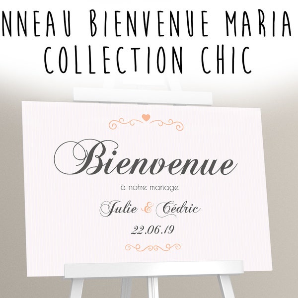 Panneau de Bienvenue personnalisable - Panneau d'accueil - 60x40cm - Mariage - Collection Bienvenue