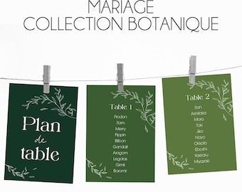 Plan de table personnalisable - Format A6 - Mariage - Collection Botanique