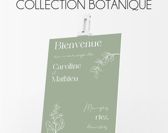 Panneau de Bienvenue personnalisable - Panneau d'accueil - 40x60cm - Mariage - Collection Botanique