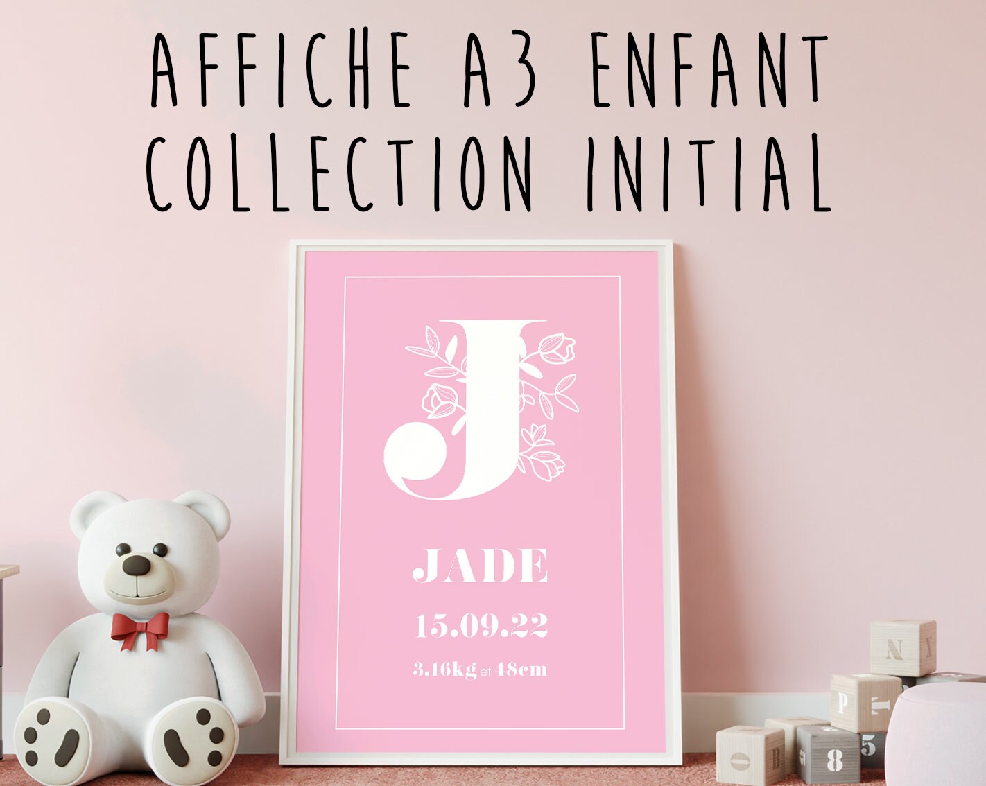 Affiche Enfant Cadeau Naissance ou Anniversaire - Affiche Décoration Chambre Bébé et Format A3 Colle