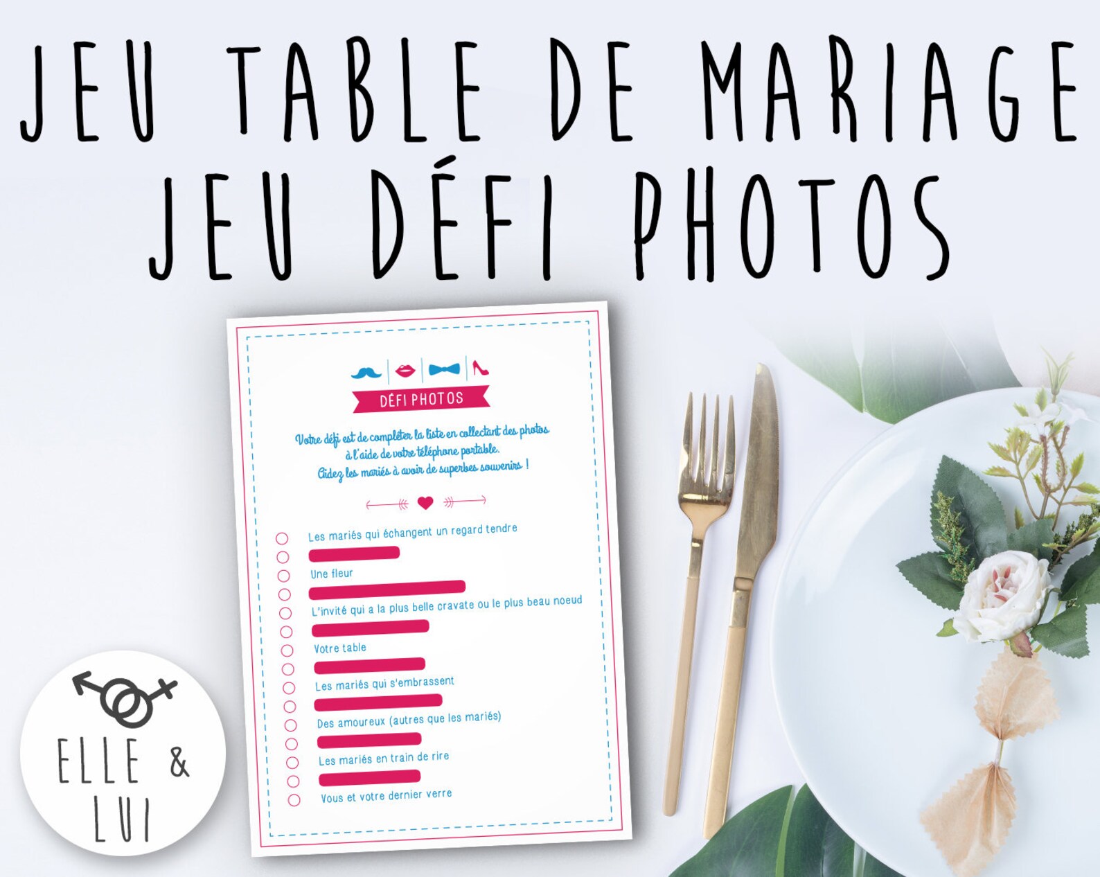 Jeu de table Mariage Jeu de table Défi Photos Animation de - Etsy France