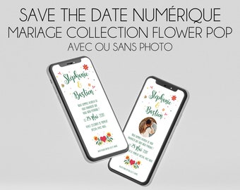 Save the Date Numérique - Mariage - Collection Flower Pop