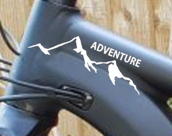 Adhesivo de vinilo para cuadro de bicicleta de montaña de aventura.