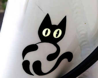 Playful Cat Decal With Reflective Eyes
