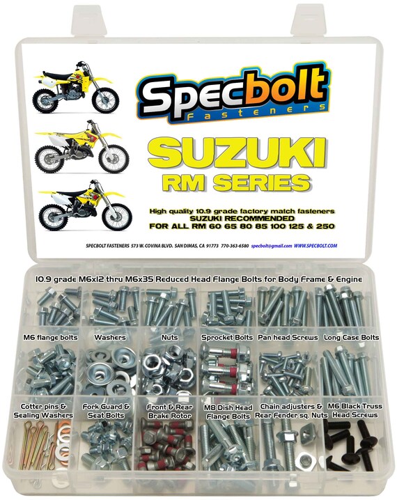 Bolt Kit Suzuki RM 60 65 80 85 125 250 plastic engine frame fender body L