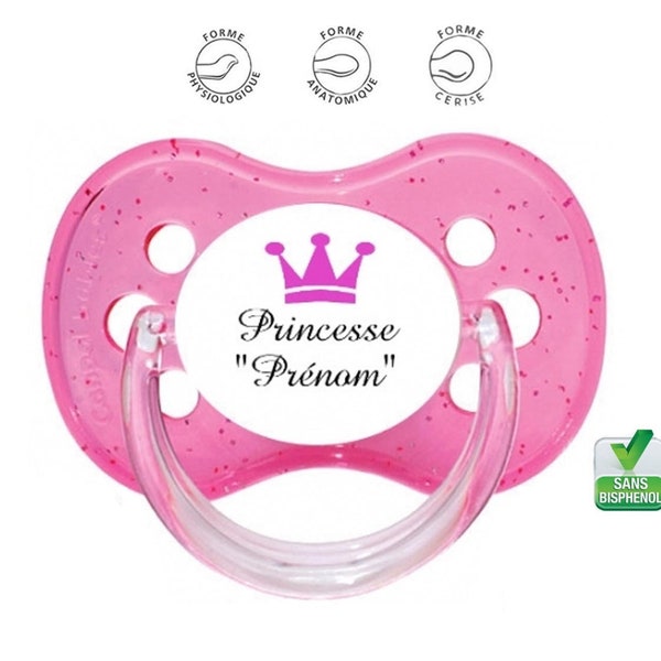 Tétine bébé personnalisée prénom bébé ou phrase au choix - Princesse