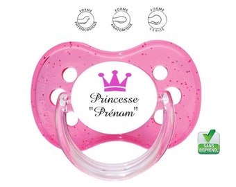 Tétine bébé personnalisée prénom bébé ou phrase au choix - Princesse