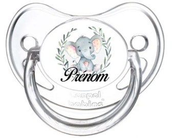 Personalized pacifier baby first name or phrase of your choice - Baby elephant